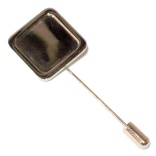 Stick Pin Blank 16mm Square Silver